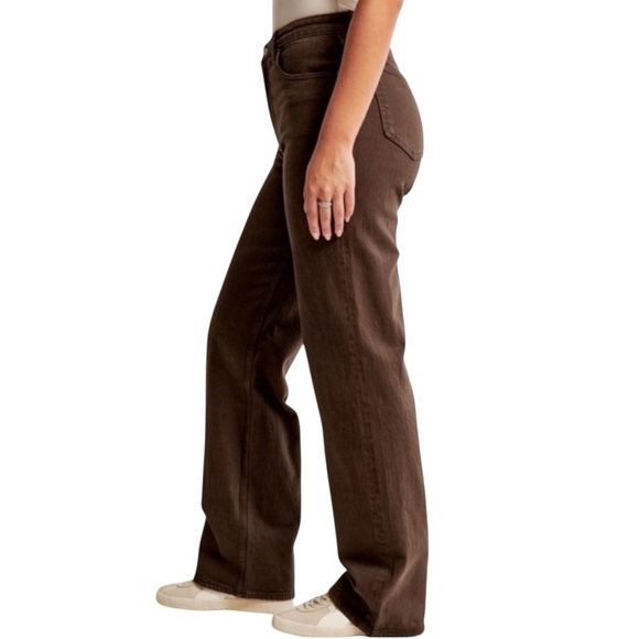 Abercrombie & Fitch Curve Love 90s Relaxed Jean High Rise Brown 28/6R - Picture 2 of 9